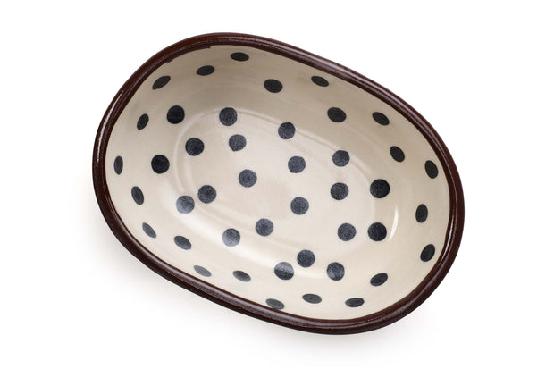 Oval Polka Dot Serving Dish_  L7.5 inch W 5inch ( Set of 2)