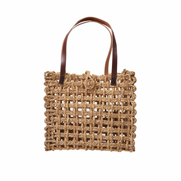 Handmade Jali Market Bag  (Large - Natural), 13L x 11W x 5H