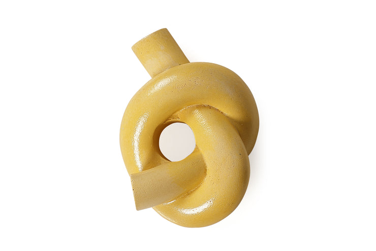Nordic Style Knot Concrete Candle Holder - Mustard Yellow