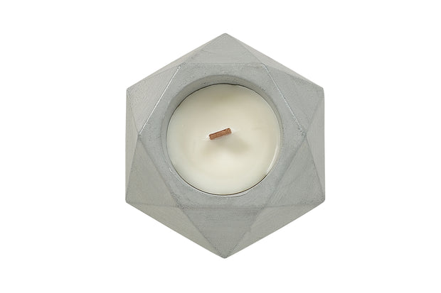 Soy Wax Geometric Concrete Candle Jar - Grey