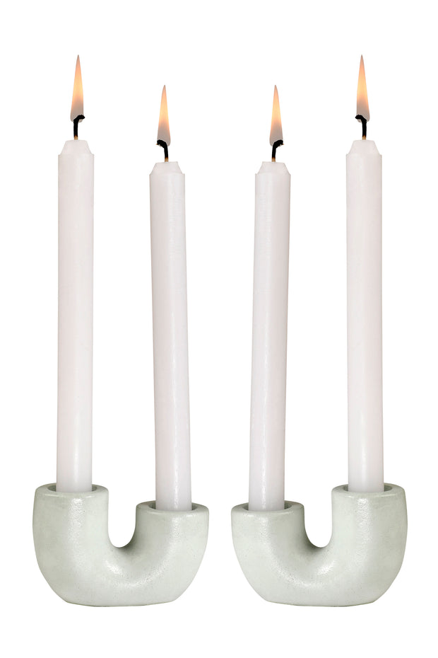 Nordic Style U Shaped Concrete Candle holder-  Light Green (Set of 2)