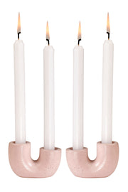 Nordic Style U Shaped Concrete Candle holder-  Pink (Set of 2)