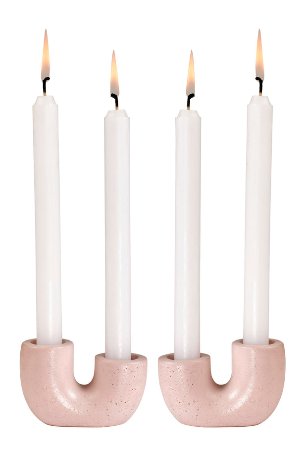 Nordic Style U Shaped Concrete Candle holder-  Pink (Set of 2)
