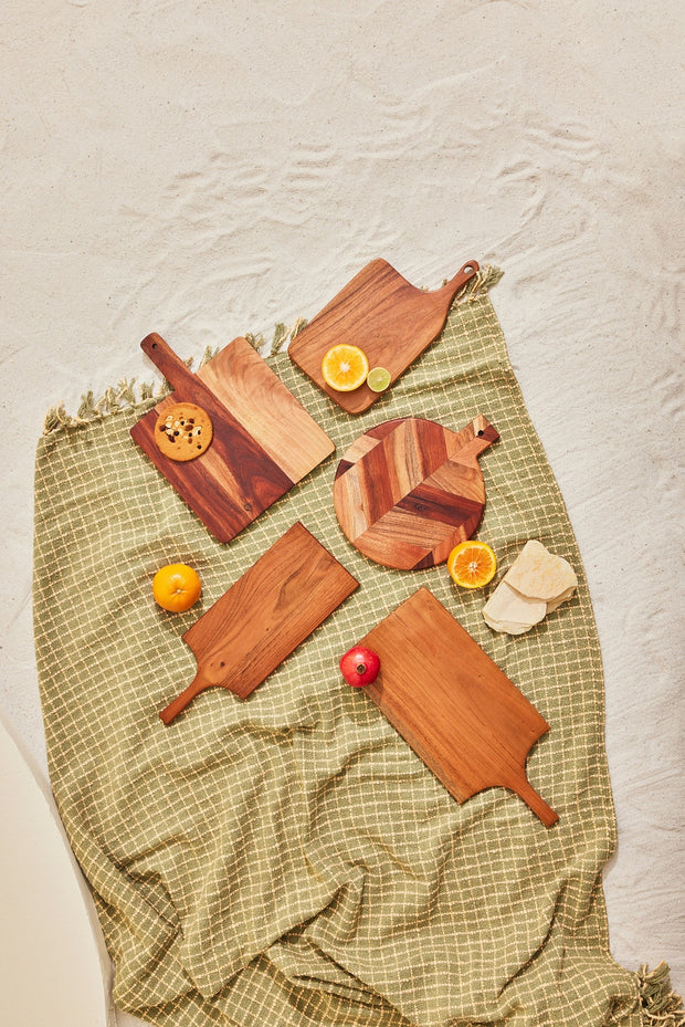 Handmade Acacia Wood Chopping Board - 12X10X0.5 Inch (Set of  2 )