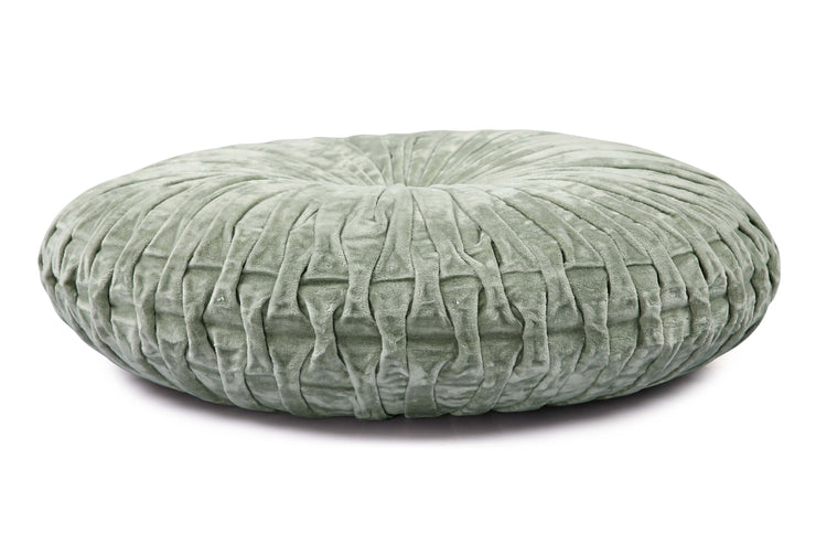 Velvet Round Handmade Pillow Sage Green  - 16 Inch