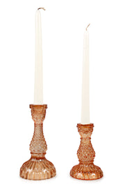 Vintage Glass Candle Stick Holder Set of 2 - Irish Orange