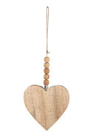 Handmade Wood Christmas Ornament - Heart - 11inch (Set of 2)