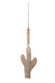 Handmade Wood Christmas Ornament - Cactus - 11 inches (Set of 2)