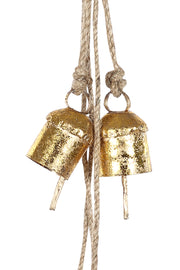 Recycled Iron 5 Bells Wind Chimes with Jute Strings-20 inch