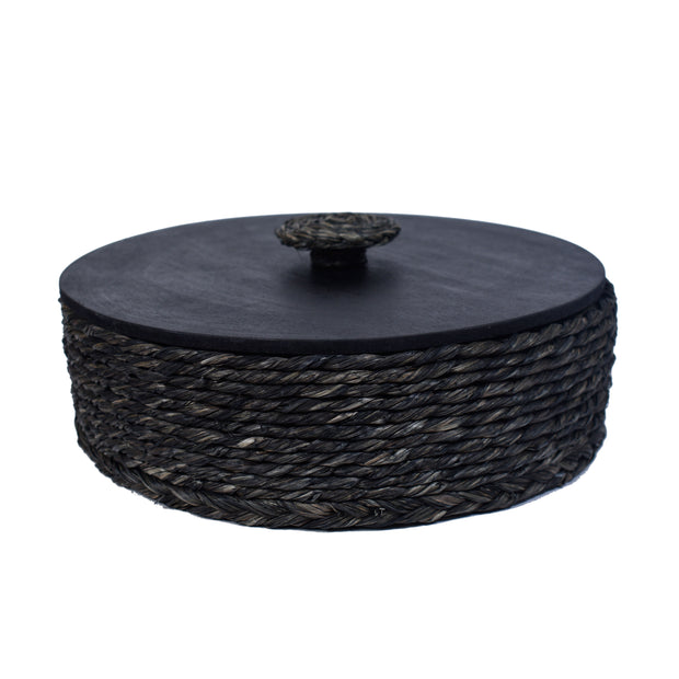 Handmade Babui Tortilla Basket (Black), 9 Dia x 3h Inch