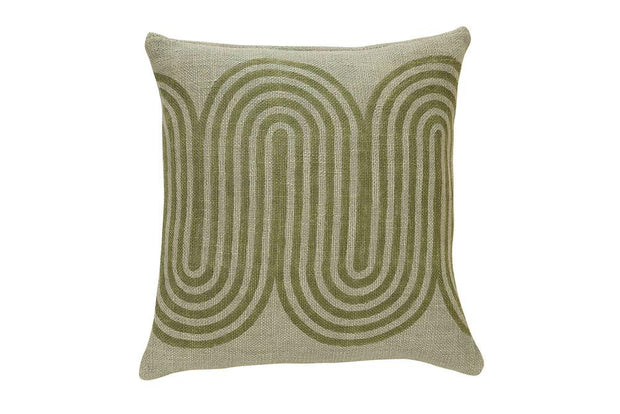 casaamarosa CUSHIONS Block Printed Waves Throw Pillow, Winter Sage - 18x18 inch CC-P-11 With Filler